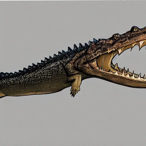 Image similar to Wolfish crocodile concept art