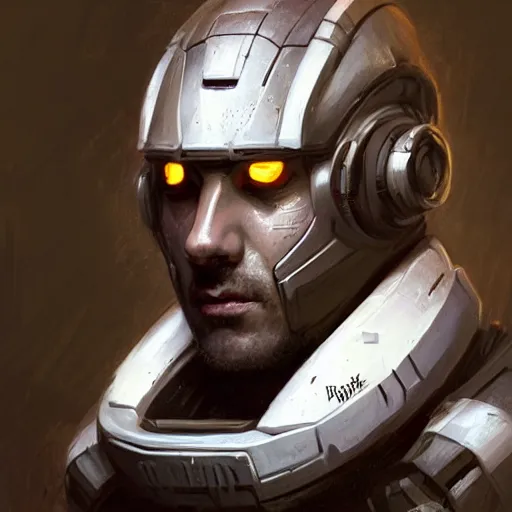 Image similar to Portrait of a man by Greg Rutkowski, he is about 30 years old, Nordic and Hebrew factions, messy brown short hair, strong, tired expression, father figure image, he is wearing a futuristic space gear, highly detailed portrait, scifi, digital painting, artstation, concept art, smooth, sharp foccus ilustration, Artstation HQ.