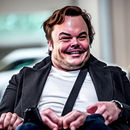 Image similar to jack black starring as elon musk in a movie about electric cars