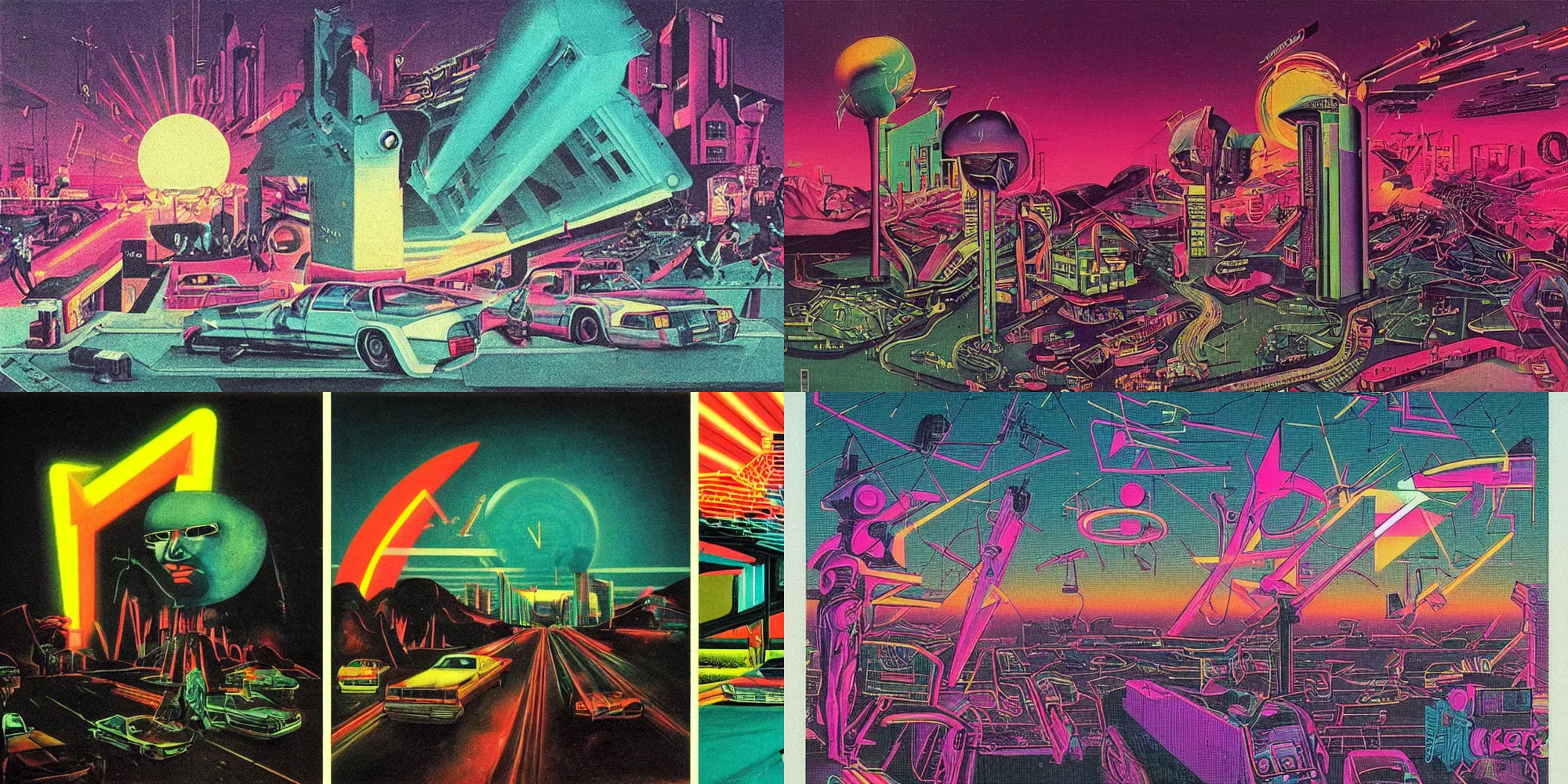 Prompt: 1980s Neon Outrun Synthwave art by Hieronymus Bosch