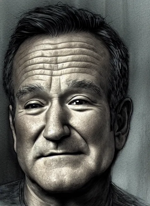 Image similar to portrait, Robin Williams, watercolor, dramatic lighting, cinematic, establishing shot, extremly high detail, foto realistic, cinematic lighting, pen and ink, intricate line drawings, by Yoshitaka Amano, Ruan Jia, Kentaro Miura, Artgerm, post processed, concept art, artstation, matte painting, style by eddie mendoza, raphael lacoste, alex ross