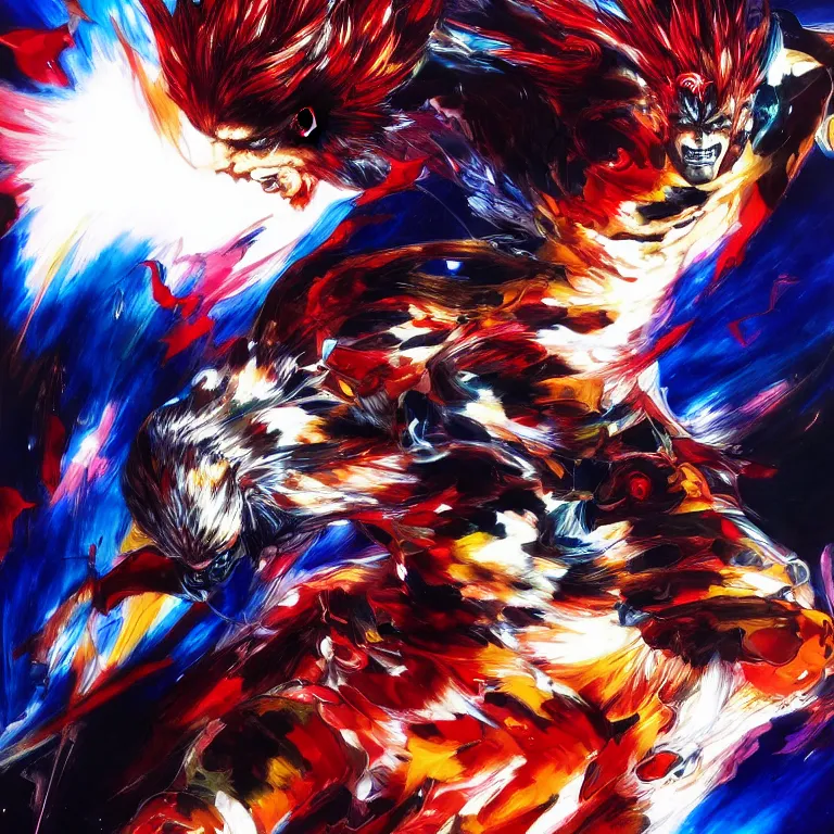 Prompt: cosmic garou, beautiful collaborative painting by greg ruthowski, yoji shinkawa, yoshikata amano, artstation, highly detailed