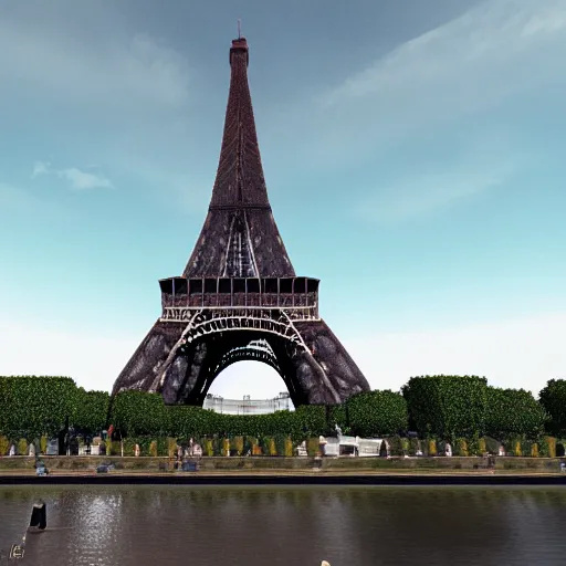 Prompt: low polygon render of the eiffel tower