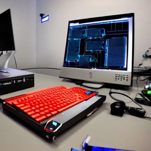 Prompt: a computer which so powerful is about to fly