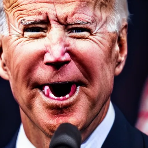 Image similar to closeup of Joe Biden with his tongue sticking out