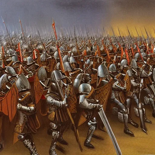 Image similar to a medieval army by john howe,