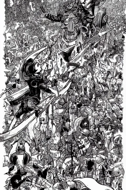 Image similar to medieval knight in a magic kingdom illustrated by james jean, very detailed, comicbook cover