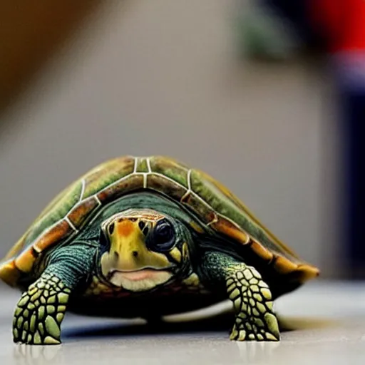 Prompt: a turtle with the face of mitch mcconnell