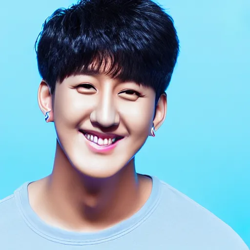 Image similar to “K-pop star Changbin by Pixar, 3D, 4k, bright colors, studio lighting, award winning, smiling”