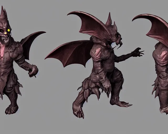 Image similar to 3d sculpt of a clown faced bat with huge bat wings, skull, artstation, digital illustration, league of legends, dark souls