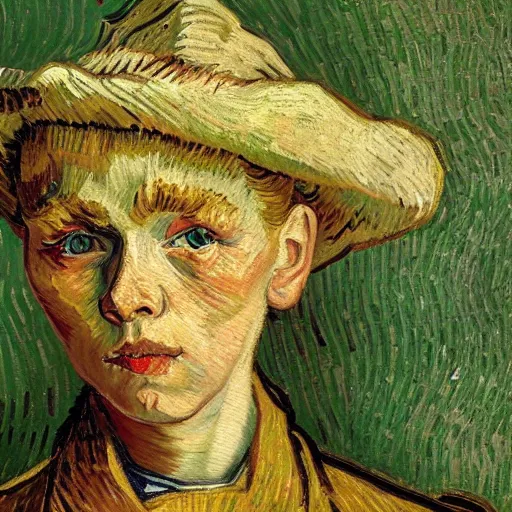 Image similar to high quality high detail painting by vincent van gogh, hd, young shocked girl, photorealistic lighting