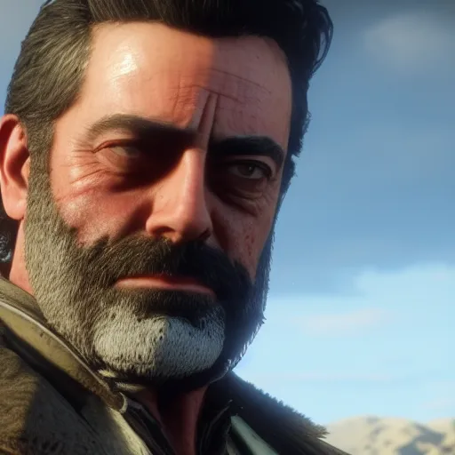 Prompt: Film still of Jeffrey Dean Morgan, from Red Dead Redemption 2 (2018 video game)