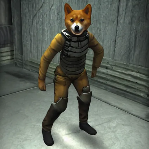 Prompt: anthropomorphic shiba inu wearing exoskeleton armor from the game s. t. a. l. k. e. r