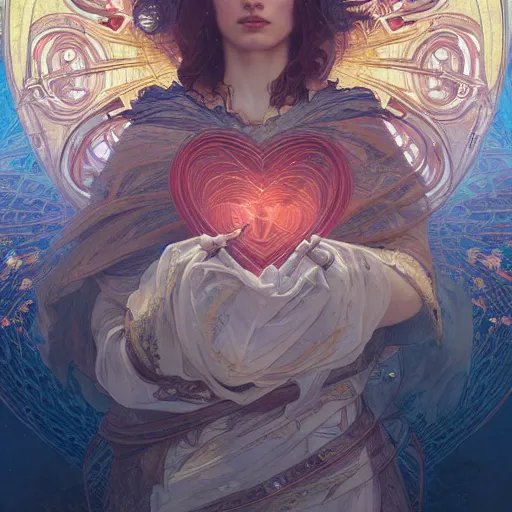 Prompt: The heart beat of the universe, intricate, highly detailed, digital painting, artstation, concept art, sharp focus, cinematic lighting, illustration, art by artgerm and greg rutkowski, alphonse mucha, cgsociety