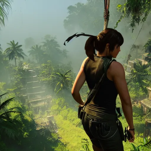 Image similar to alex jones in shadow of the tomb raider, video game screenshot