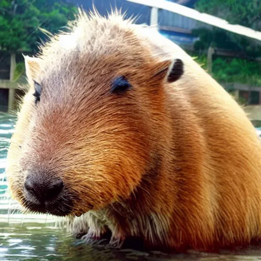 Prompt: yui hirasawa riding a capybara