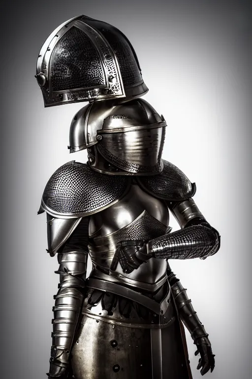 medieval female knight, open helmet, symmetrical,, Stable Diffusion