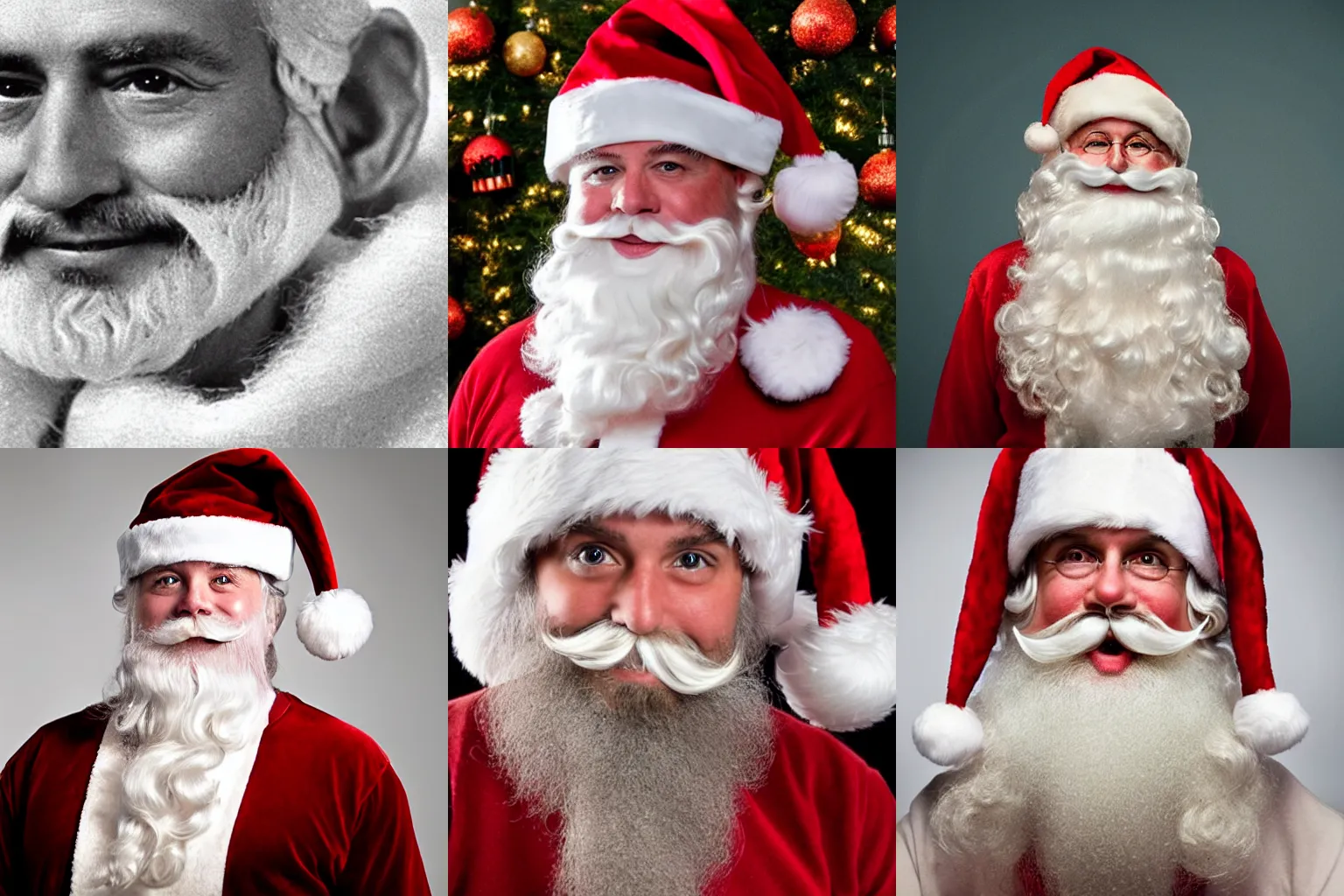 Prompt: A clean-shaven Santa Claus without any facial hair