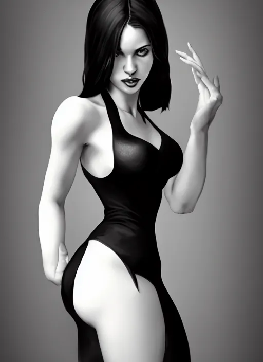 Image similar to full body portrait of a beautiful woman in black and white, photorealistic, art by diego fazio and diegoKoi and artgerm, concept art, hyper sharp focus, 8k highly detailed