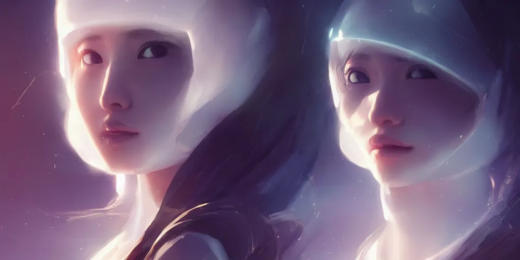 Prompt: Young Tibetan woman, somber white eyes, long, gentle lighting, lonely spaceship, futuristic, dim lighting, digital art by Makoto Shinkai ilya kuvshinov and Wojtek Fus, digital art, concept art,