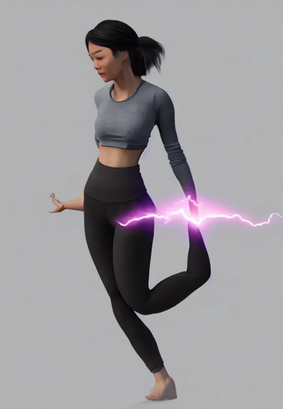 Prompt: female wearing yoga pants, volumetric lightning, highly detailed, concept art, by jin kim center of