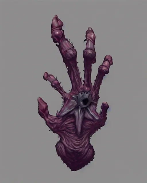 Prompt: cu of a creepy hand face creature, trending on artstation
