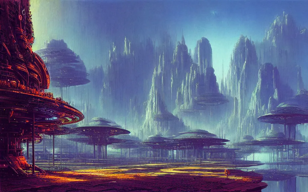 Image similar to a scifi utopian temple, future perfect, award winning digital by bruce pennington art