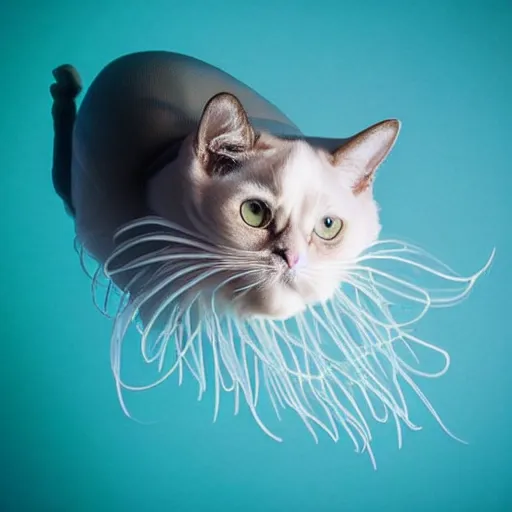 Prompt: a jellyfish - cat - hybrid, animal photography