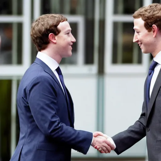 Image similar to mark zuckerberg shaking hands with a frog