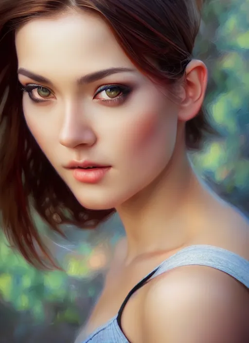 Image similar to photo of a gorgeous young woman in the style of stefan kostic, realistic, sharp focus, 8 k high definition, insanely detailed, intricate, elegant, art by stanley lau and artgerm