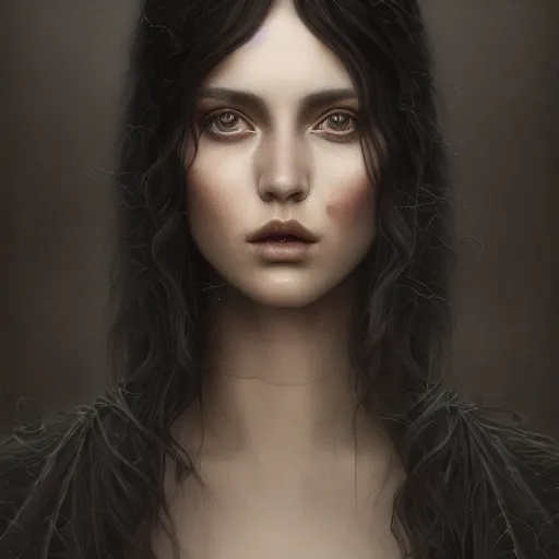 Prompt: tom bagshaw portrait, beautiful portrait of chiara tews in desert robes, black hair, professionally retouched, focus eyes, ultra realistic soft painting, insanely detailed linework, symmetrical accurate intricate features, behance, 8 k