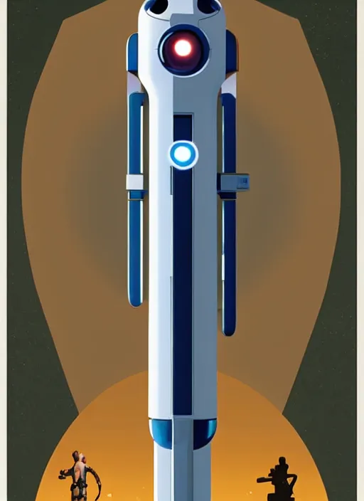 Image similar to poster artwork by Michael Whelan and Tomer Hanuka, of a product poster of the Portal Gun, from the game Portal 2, from Valve, Aperture Science, clean