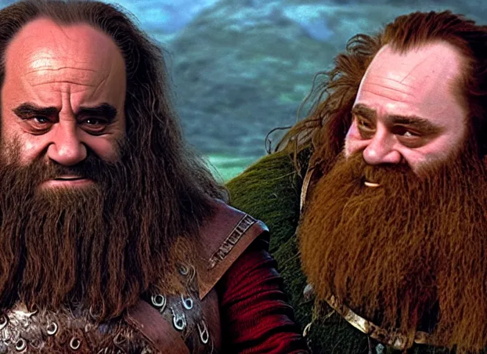 Image similar to film still of danny devito as gimli in lord of the rings movie, 8 k