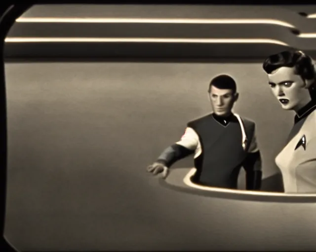 Image similar to a high - resolution video still from star trek from the 1 9 3 0 s, sharp focus, realistic