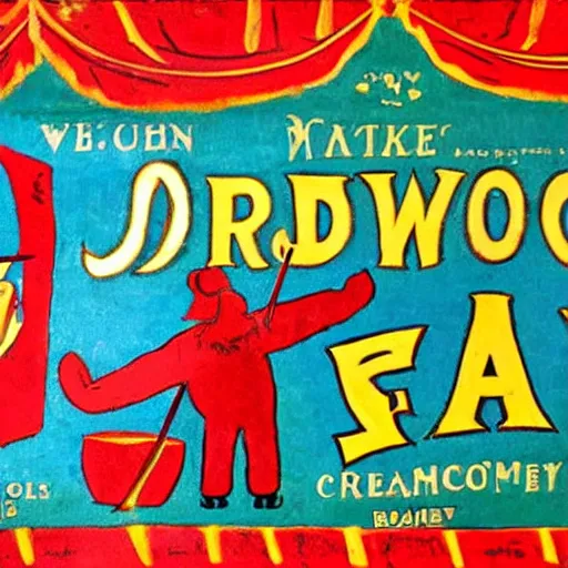 Image similar to banner advertising a side show, freak show advertisement, hand - painted banner, creepy, 1 9 3 0 circus poster
