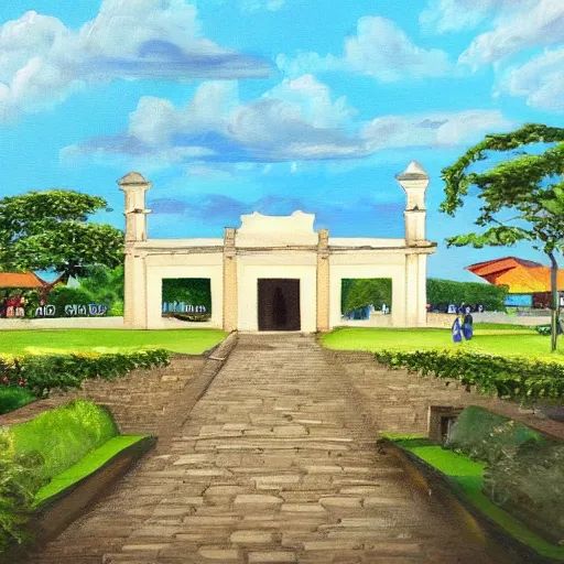 Image similar to a painting of fort santiago, 8 k, high definition, highly detailed, photo - realistic