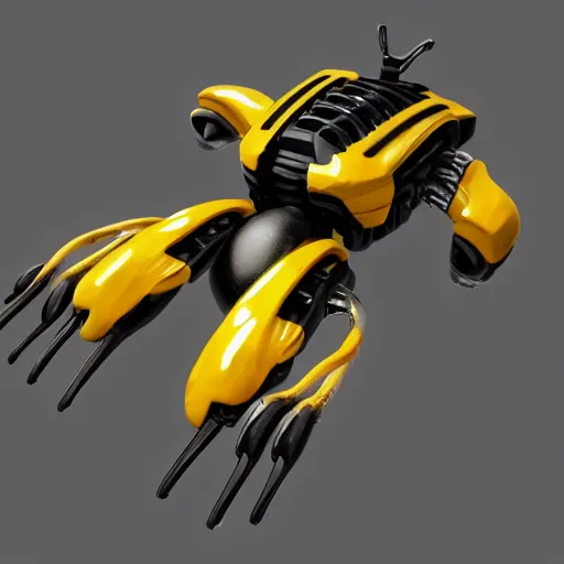 Image similar to hard surface, robotic platform, based on bumblebee, 6 claws, unreal engine