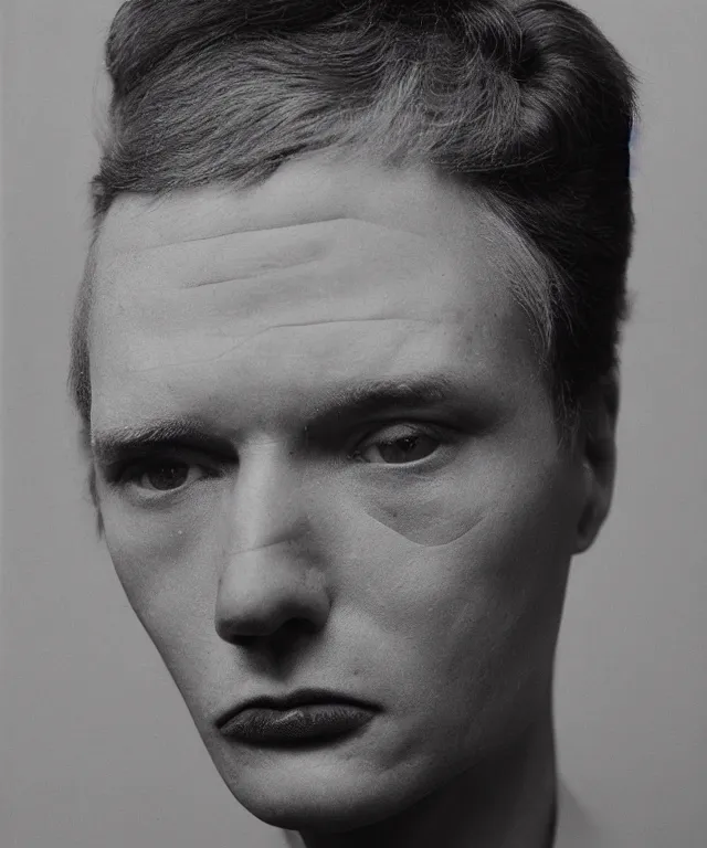 Prompt: a color photograph of a non binary model, thomas ruff, by robert mapplethorpe, intense, bold, hyperrealistic, ultra sharp, extra details, ultra high quality, trending on pinteresst