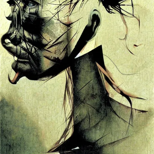 Image similar to a rotted face by Dave McKean