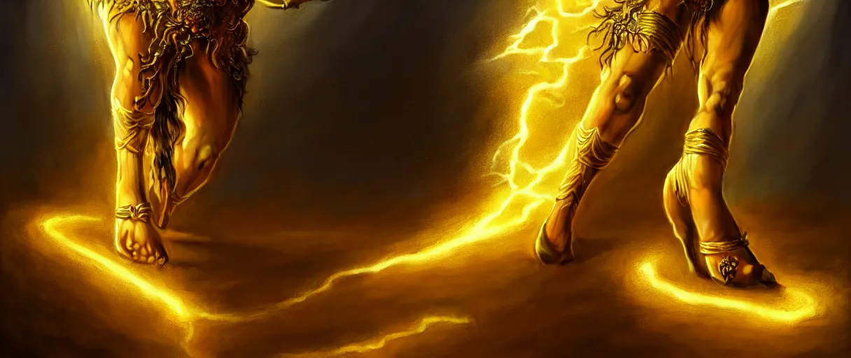 Prompt: hyperrealist highly detailed neo-baroque portrait of god as an angry amazon woman crushing earth into pieces with her foot concept art pascal blanche dramatic yellow lighting 8k wide angle shallow depth of field