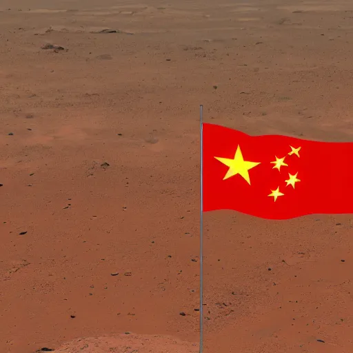 Prompt: flag of china flying on mars in realistic styles