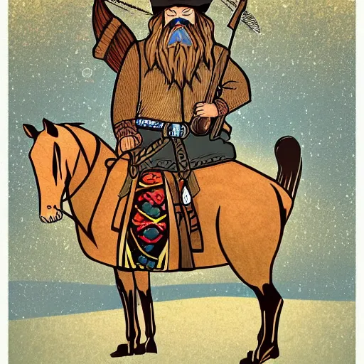 Prompt: bearded cowboy, persian folktale artstyle