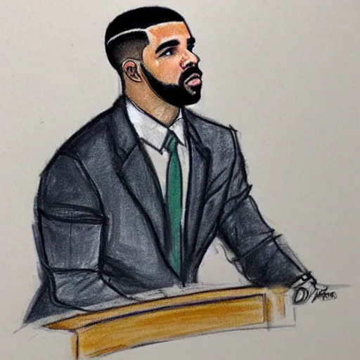 Image similar to courtroom sketch of drake