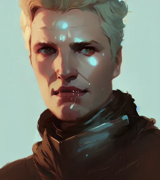 Prompt: portrait of cullen from dragon age with a beautiful woman he loves by atey ghailan, by greg rutkowski, by greg tocchini, by james gilleard, by joe fenton, by kaethe butcher, dynamic lighting, gradient light blue, brown, blonde cream and white color scheme, grunge aesthetic