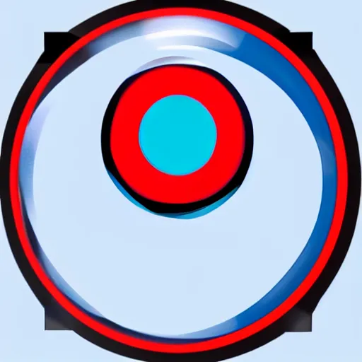 Image similar to a red circle on a white background with a vertical blue line through the center of the circle