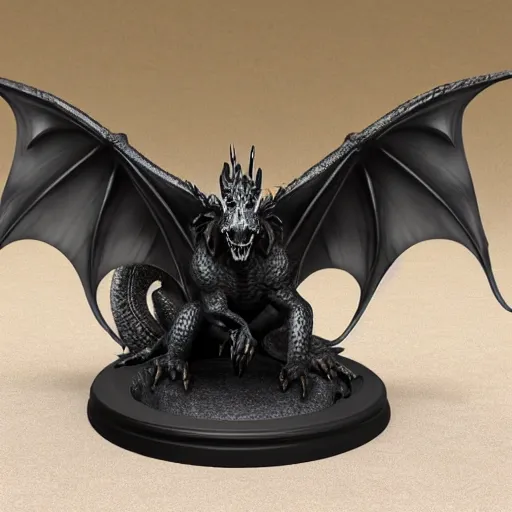 Image similar to a blackstone statue of a realistic dragon, drake, wyvern, dragon