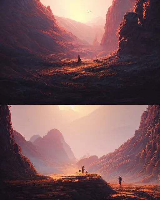 Prompt: dual sunrising in the valley of fire, environment art, fantasy art, landscape art, in the style of greg rutkowski, illustration, epic, fantasy, intricate, hyper detailed, artstation, concept art, smooth, sharp focus, ray tracing