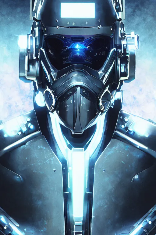 Image similar to cyber cyborg ninja mask helmet metal gear solid artic suit swat commando, global illumination ray tracing hdr fanart arstation by sung choi and eric pfeiffer and gabriel garza and casper konefal, a spectacular view cinematic rays of sunlight comic book illustration, by john kirby