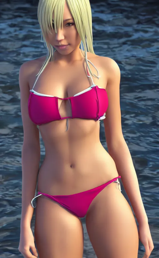 Prompt: anime girl in a bikini, unreal engine, ultra realistic 3d model