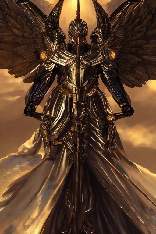 Image similar to archangel micheal by tsuyoshi nagano, illustration, cinematic lighting, hyperdetailed, 8 k, symmetrical, trending on artstation